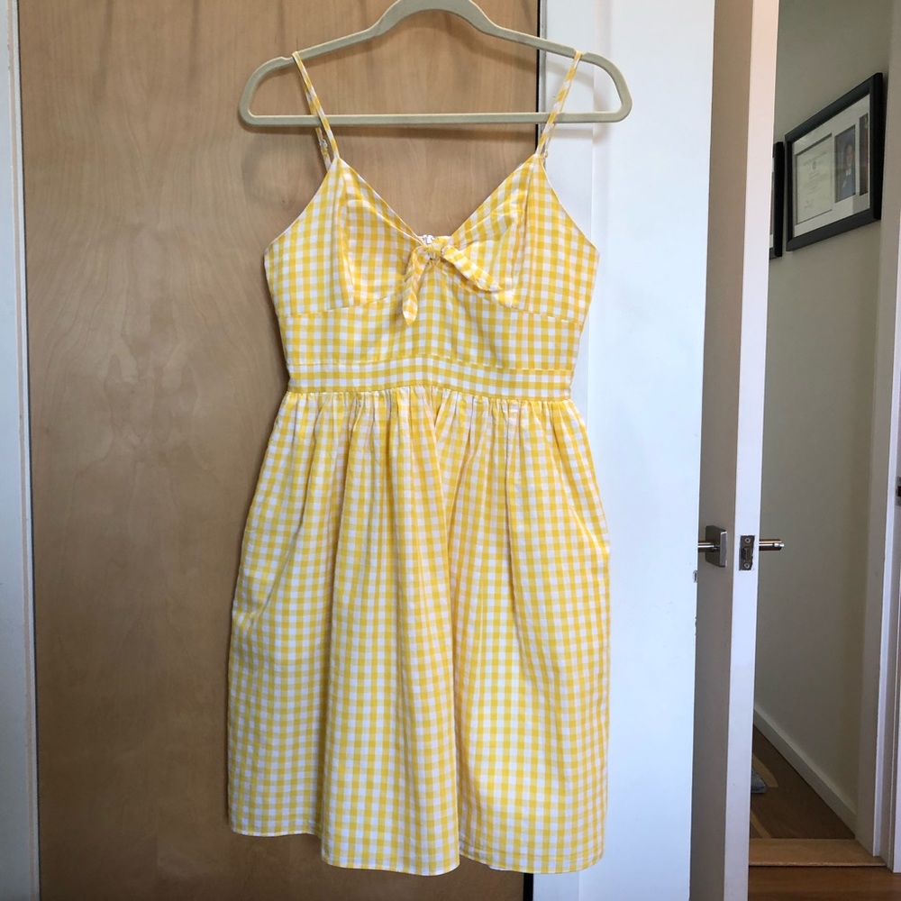 English Factory Yellow Gingham Dress